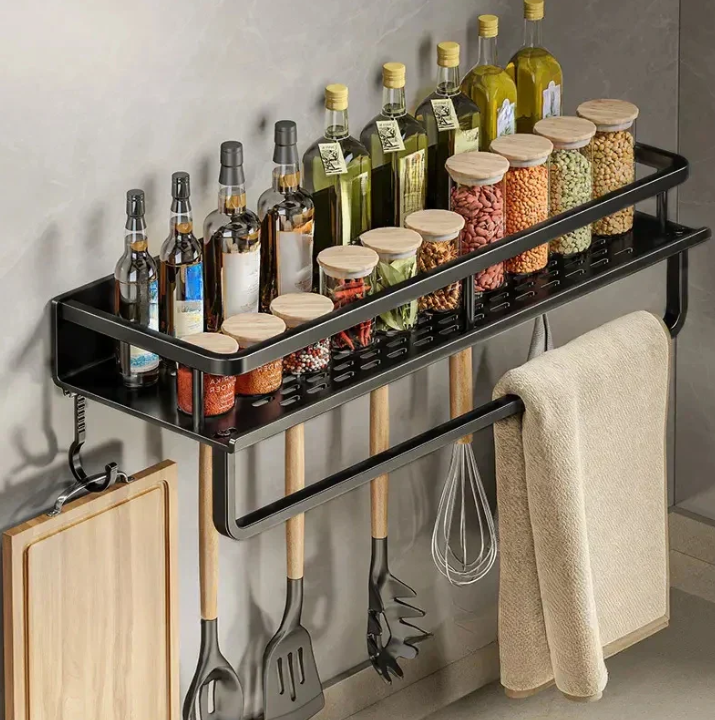 Contemporary Black Kitchen Shelf