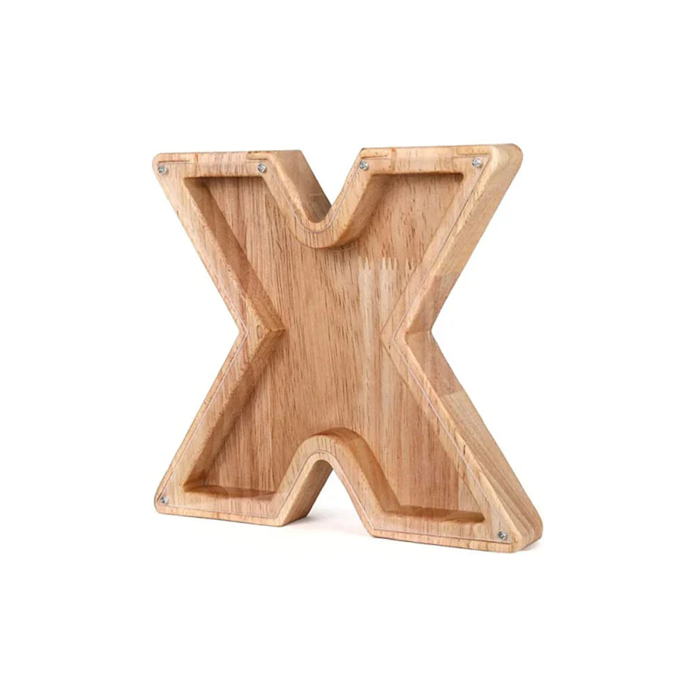 Wooden Alphabet Piggy Bank With Transparent Viewing Window For Stylish Saving