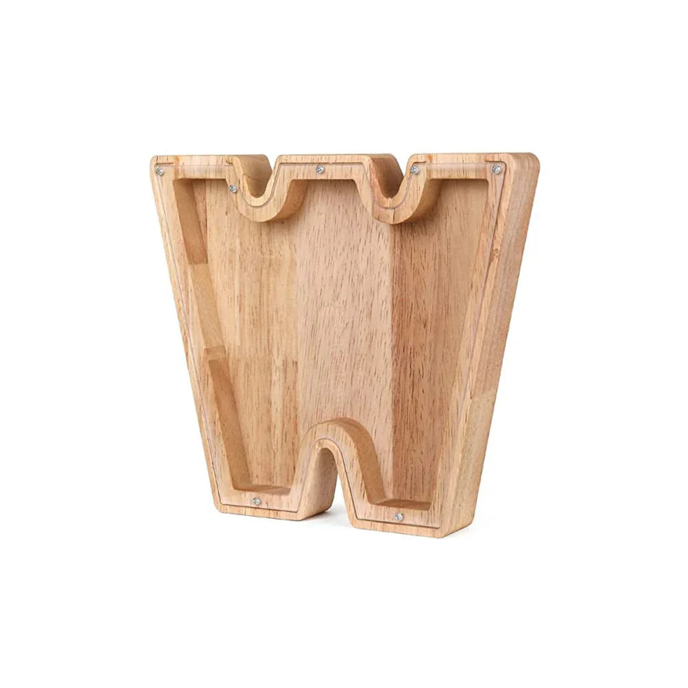 Wooden Alphabet Piggy Bank With Transparent Viewing Window For Stylish Saving
