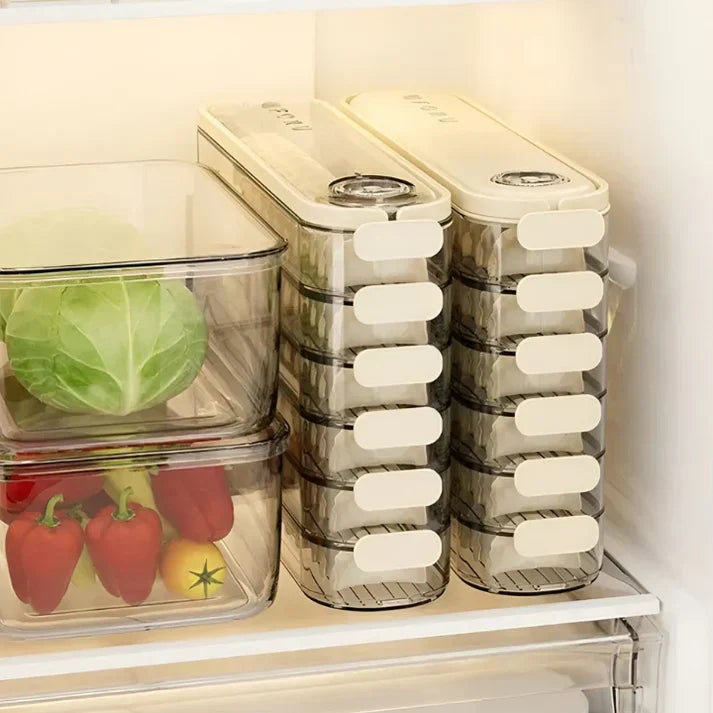 Stackable Freshness Containers with Freshness Valve - Storage Solutions for Food in the Refrigerator - Set of 4