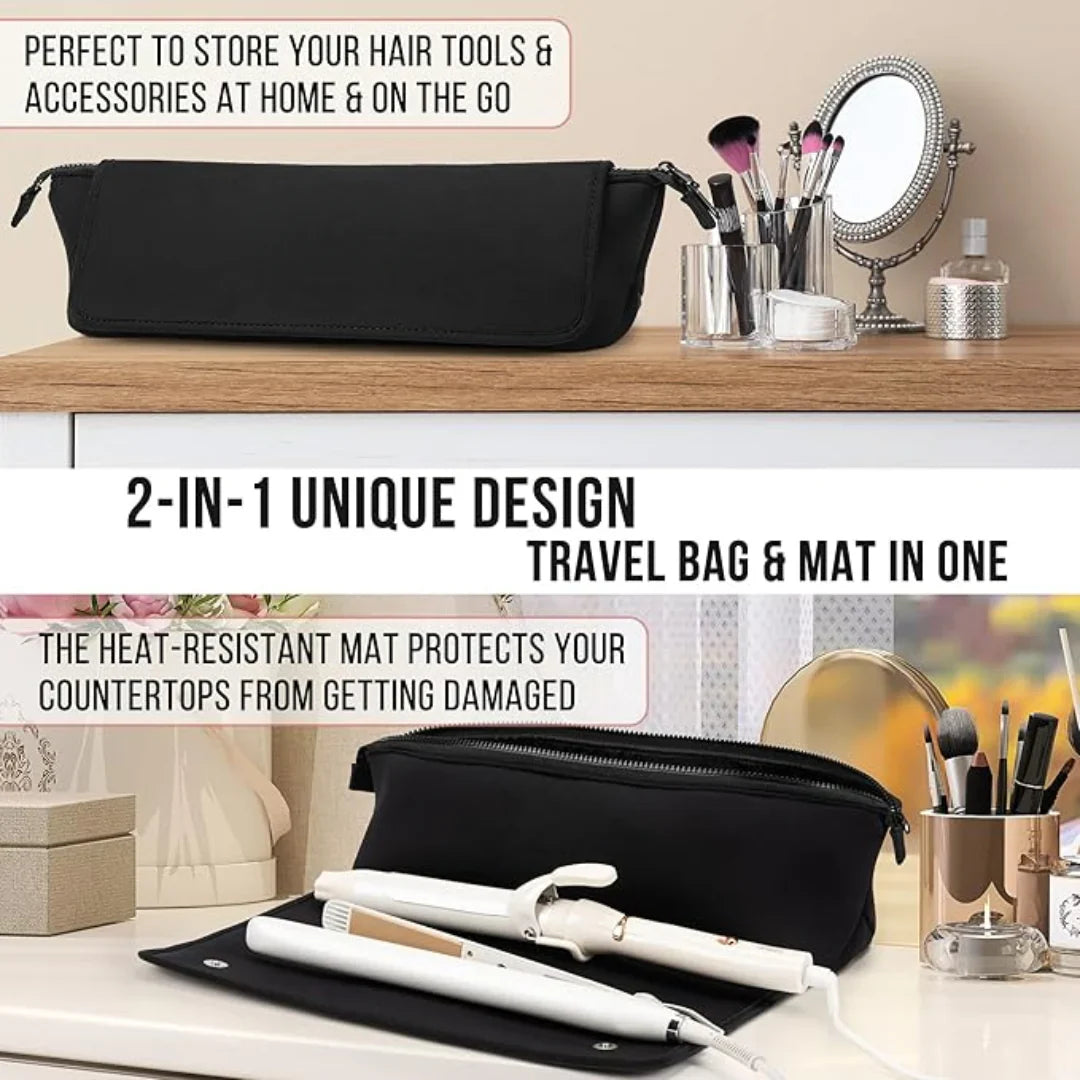 2-in-1 Hair Tool Travel Bag & Heat-Resistant Pad