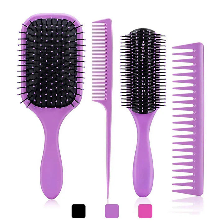 4-Piece Detangling Hairbrush Set