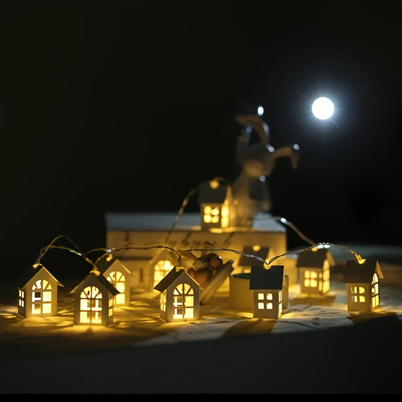 LED Fairy Lights With Mini Houses - Decorative Christmas Lighting For Indoors