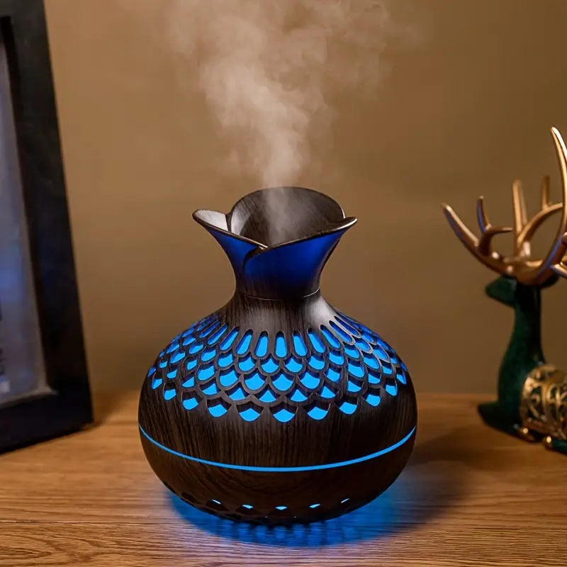 Aromatherapy Humidifier with Led Diffuser in Wood Look & Night Light