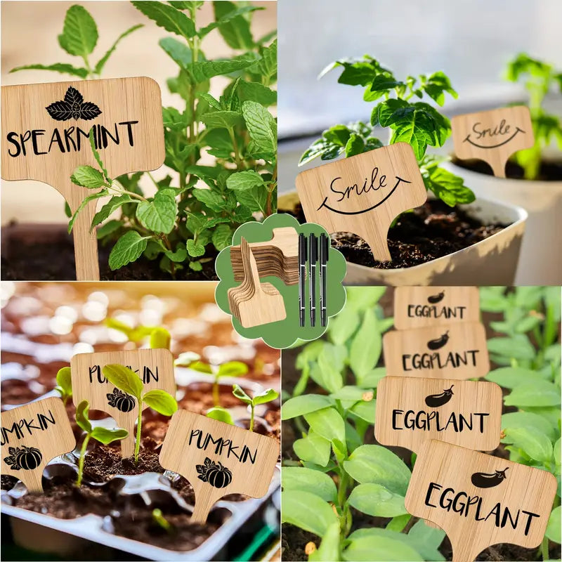 Wooden Plant Labels for Garden and Balcony - Rewritable Labels for Herbs and Plants