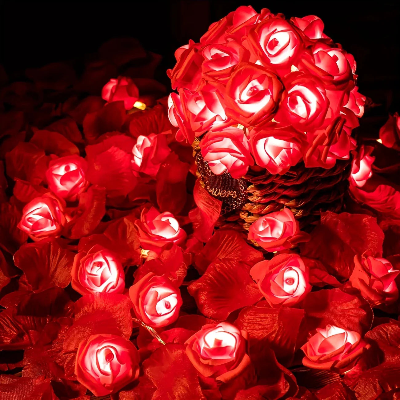 Led Rose Fairy Lights with Warm White Light - Romantic Decoration for Interiors and Events