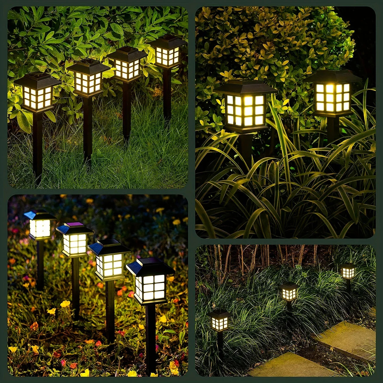 Lantern - Style Solar Garden Lights - Waterproof Led Path Lighting For Outdoor Areas