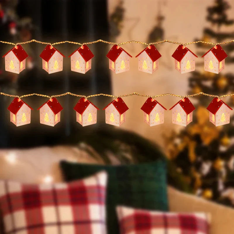 Wooden Christmas Houses with Led Lighting for Festive Decorations
