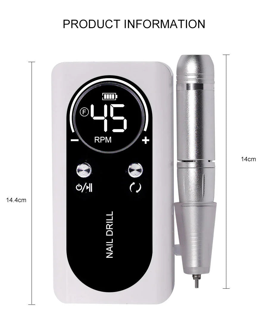 High-performance 45000rpm Portable Electric Nail Drill With Battery Quiet Design For Professional Manicure