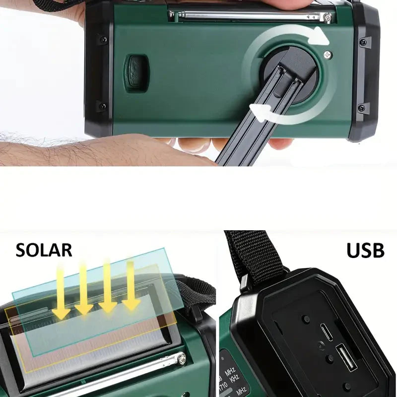 Solar Emergency Radio with Powerbank - Crank Radio with Led Torch for Camping & Outdoor