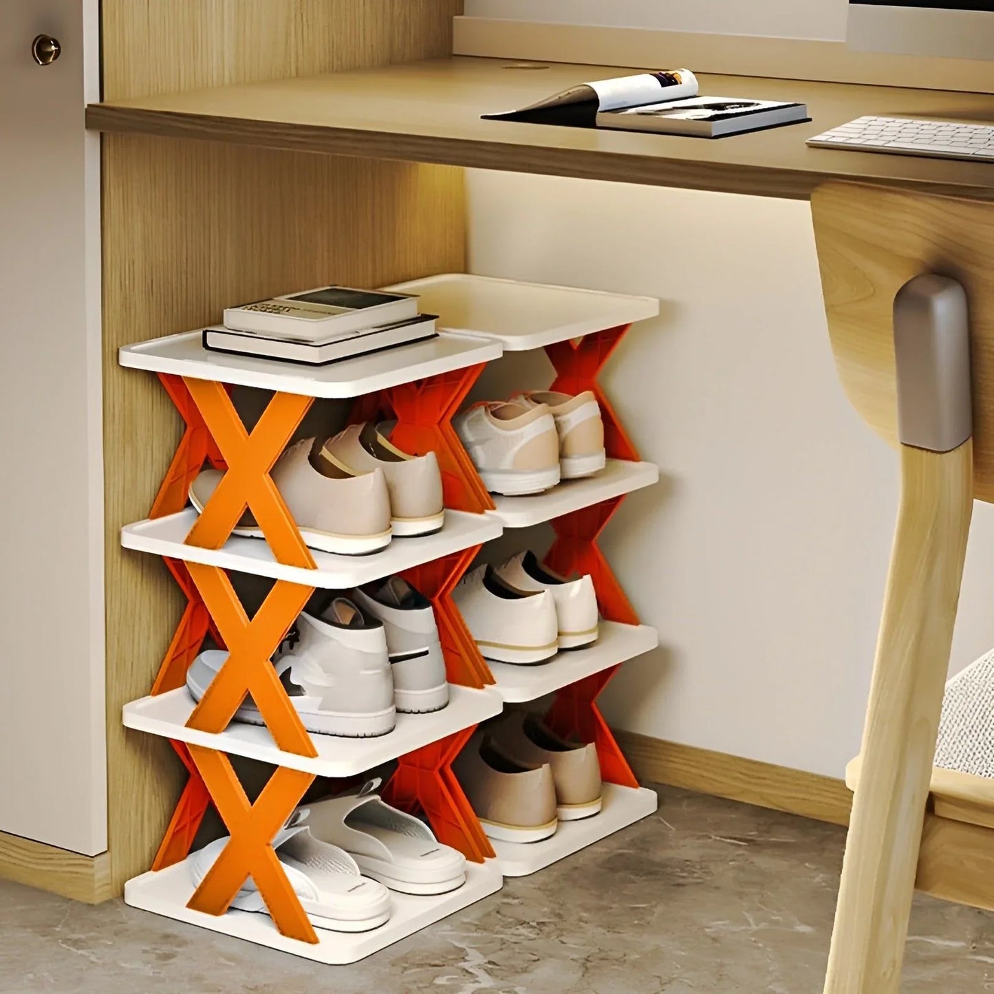 Multifunctional and Foldable Shoe Rack for Space - Saving Storage