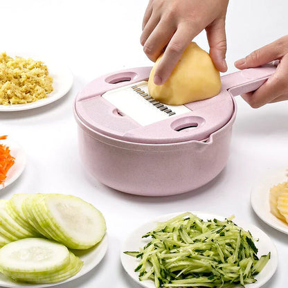 Multifunctional Vegetable Slicer with Sieve - 3 - In-1 Kitchen Grater for Vegetables & Fruit | Practical Kitchen Helper with Drip Tray