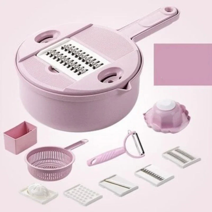 Multifunctional Vegetable Slicer with Sieve - 3 - In-1 Kitchen Grater for Vegetables & Fruit | Practical Kitchen Helper with Drip Tray