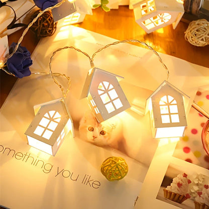 LED Fairy Lights With Mini Houses - Decorative Christmas Lighting For Indoors