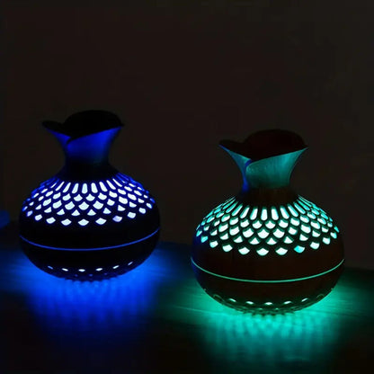 Aromatherapy Humidifier with Led Diffuser in Wood Look & Night Light