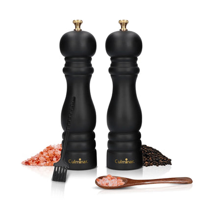 Salt And Pepper Mill Set - Manual Wooden Spice Mill With Ceramic Grinder And Adjustable Grind