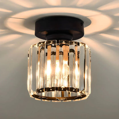 Modern Crystal Ceiling Light with Gold and Black Accents - Stylish Lighting for Your Home