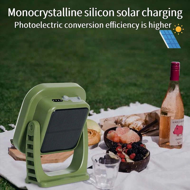 80w Led Solar Rechargeable Camping Lamp With Magnet And Zoom Function