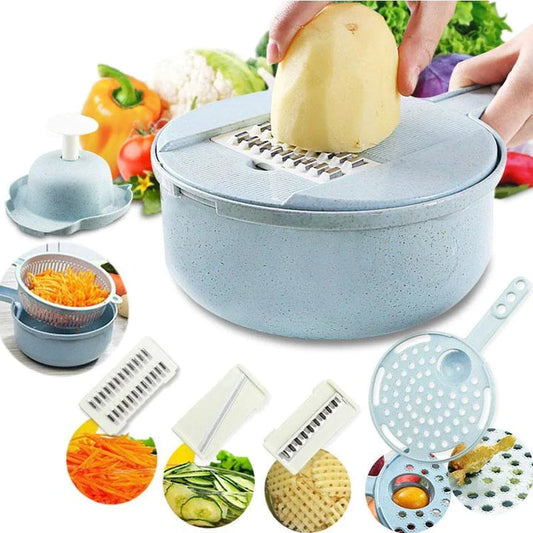 Multifunctional Vegetable Slicer with Sieve - 3 - In-1 Kitchen Grater for Vegetables & Fruit | Practical Kitchen Helper with Drip Tray