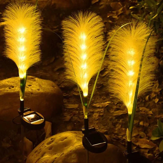 Decorative Rattan Garden Lighting - Solar Lamp In Grass Design For Outdoor Use