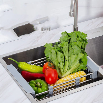 Extendable Sink Draining Rack - Space - Saving Crockery and Vegetable Holder for the Kitchen