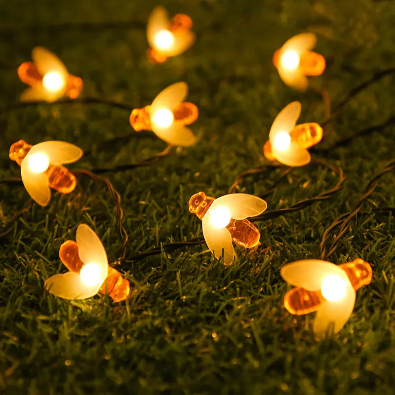 Solar Fairy Lights Bee - LED Decorative Lights For Garden & Patio , Outdoor Lighting With Bee Design