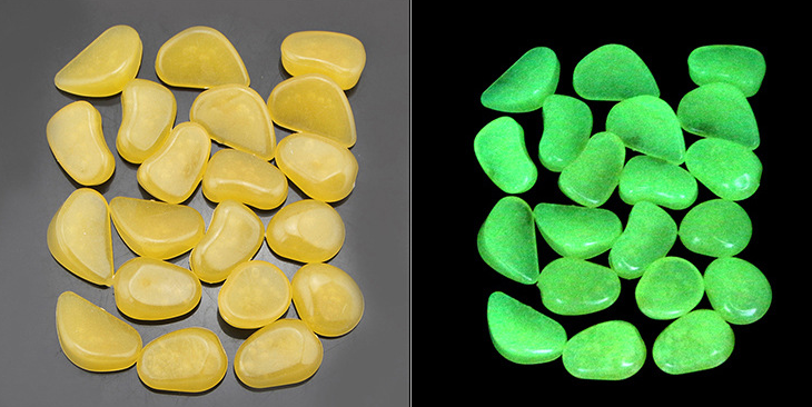 Luminous Stones for Garden & Decoration - Phosphorescent Pebbles in Various Colours