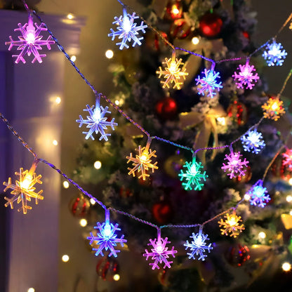 Led Snowflake Fairy Lights For Indoors And Outdoors - Decorative Lighting With Warm White Or Coloured Light