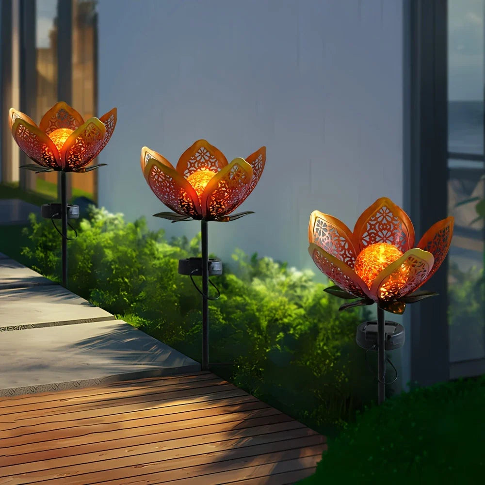 Solar Garden Light Lotus Flower - Decorative Led Outdoor Lighting For Garden And Yard