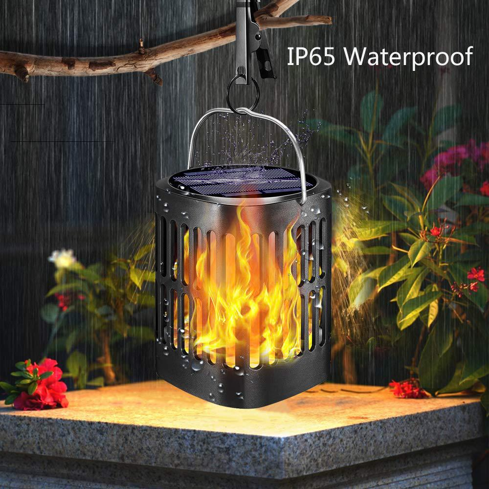 Solar Led Flame Lantern - Decorative Outdoor Lighting For Garden And Patio With Hanging Option
