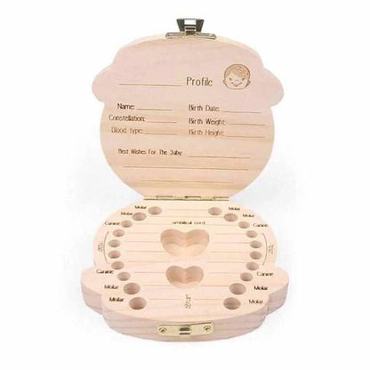Wooden Tooth Box for Precious Memories - with Space for Milk Teeth and Personal Data