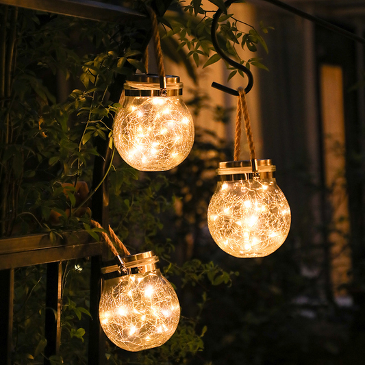 Solar Led Lantern In A Jar - Decorative Garden Lighting With Wire Lights And Carrying Handle