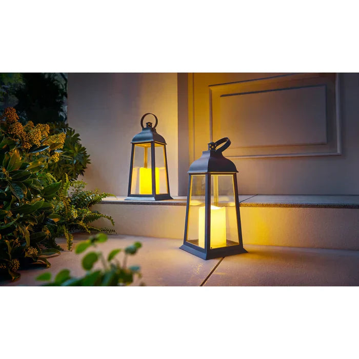 Led Lantern in a Set - 2 Pieces with Realistic Candle Flickering for Indoors and Outdoors