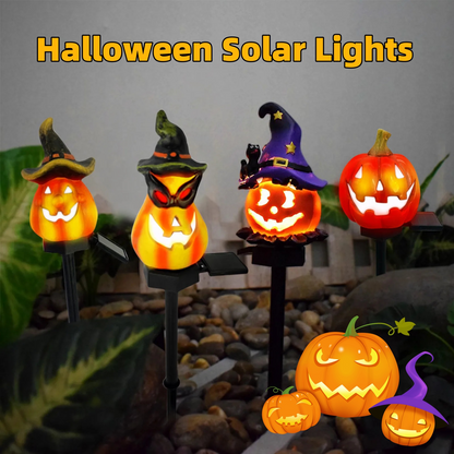 Halloween Solar Lights - Decorative Led Garden Lights With Pumpkin And Witch Motifs