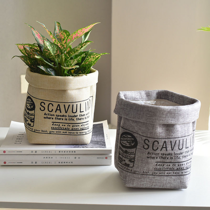 Decorative Fabric Plant Pot with Print - Versatile Storage Pot for Plants and Decorations