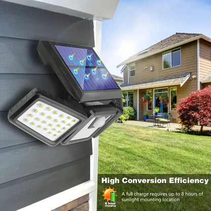 Solar Led Floodlight With Motion Detector - 3 - Spot Outdoor Lighting For Garden  Yard And Garage