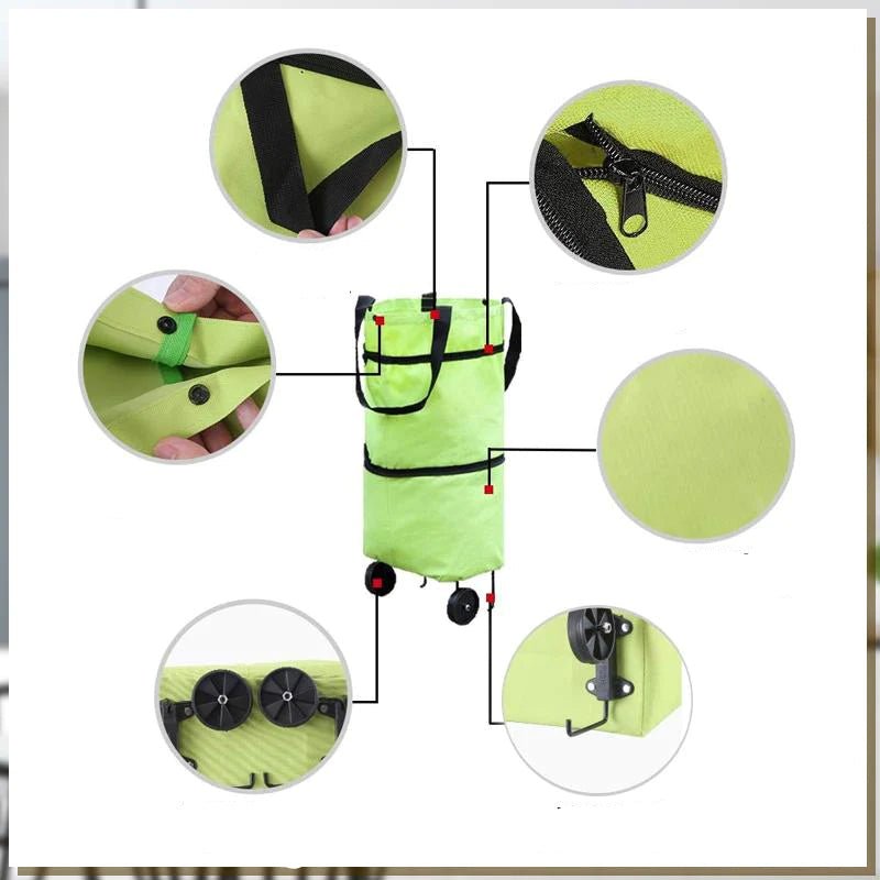 2 - In-1 Foldable Shopping Bag with Wheels