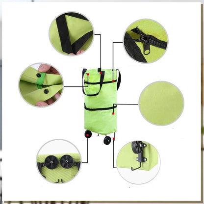 2 - In-1 Foldable Shopping Bag with Wheels