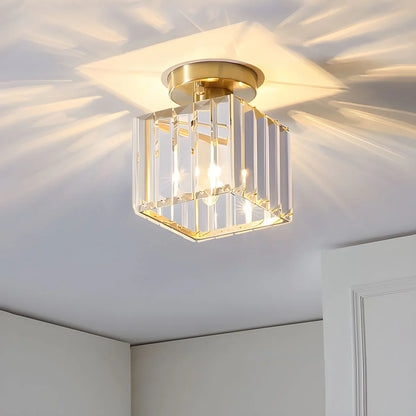 Modern Crystal Ceiling Light with Gold and Black Accents - Stylish Lighting for Your Home