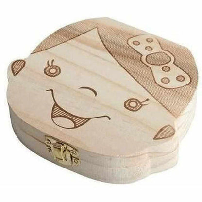 Wooden Tooth Box for Precious Memories - with Space for Milk Teeth and Personal Data