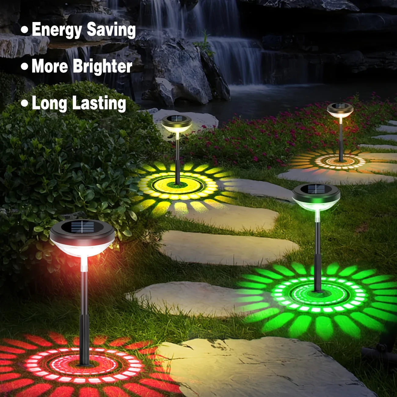 Solar Garden Lamp With Colour Change - Led Garden Lighting For Outdoor Use With Flower Pattern