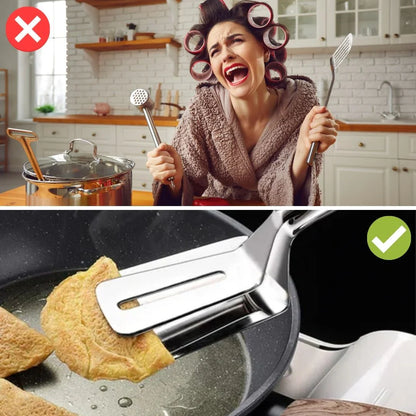 Double - Sided Stainless Steel Turner With Non - Slip Handle - Ideal For Grilling And Roasting