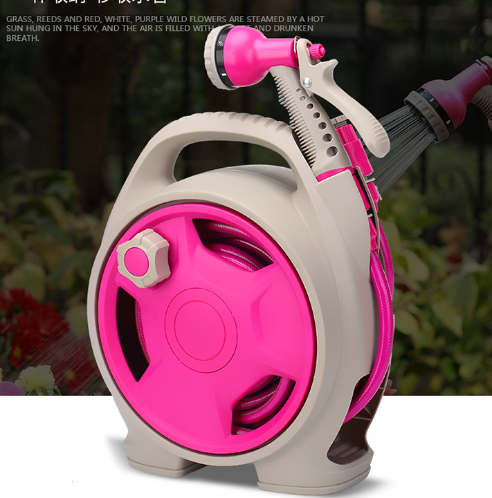 Practical Hose Reel with Spray Nozzle - Compact Garden Hose Reel for Easy Watering