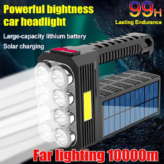 Solar Led Torch - Waterproof  Powerful Hand Torch With Lithium Battery