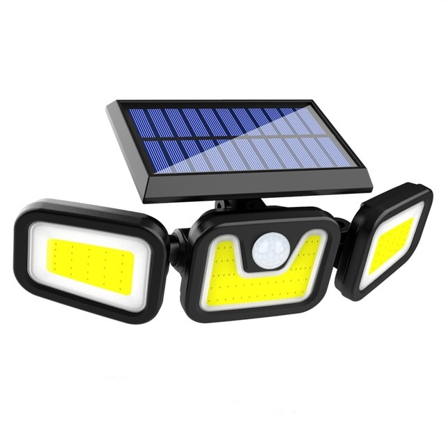 Solar Led Floodlight With Motion Detector - 3 - Spot Outdoor Lighting For Garden  Yard And Garage
