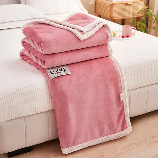 Flannel Fleece Cozy Blanket in Pink