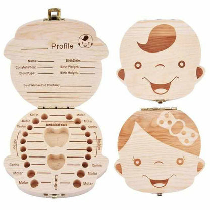 Wooden Tooth Box for Precious Memories - with Space for Milk Teeth and Personal Data