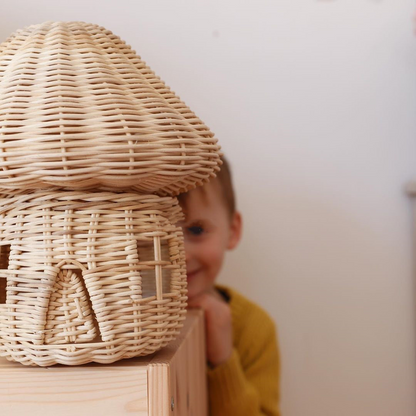 Handmade Rattan Mushroom House Ornament - Beautiful Wickerwork Decoration for the Home