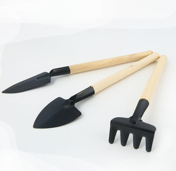 3 - Piece Garden Tool Set with Wooden Handles - Handy Shovel , Rake and Hoe for Garden Maintenance