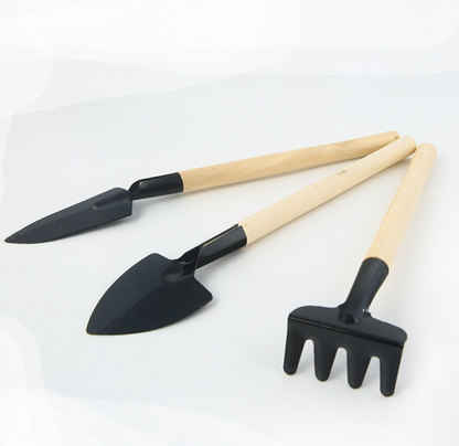 3 - Piece Garden Tool Set with Wooden Handles - Handy Shovel , Rake and Hoe for Garden Maintenance